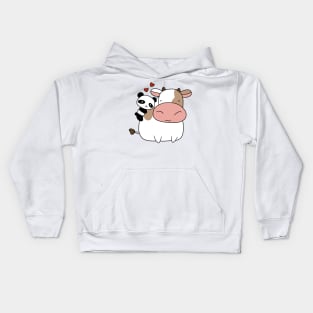 Panda Loves Cow Kids Hoodie